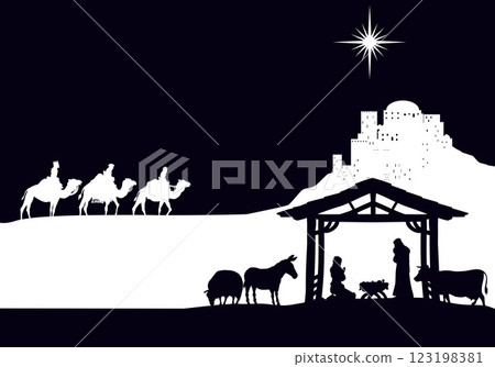 Christmas Nativity Scene Bethlehem Manger Wise Men Christmas Nativity Scene Bethlehem Manger Wise Men 123198381