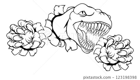 Dinosaur Monster Claw T Rex Tearing Breaking Wall Dinosaur Monster Claw T Rex Tearing Breaking Wall 123198398