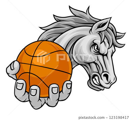 Horse Mustang Stallion Basketball Sports Mascot 123198417