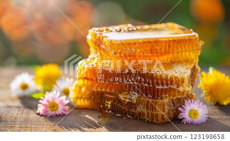 天然蜂蜜與蜂巢 4 123198658