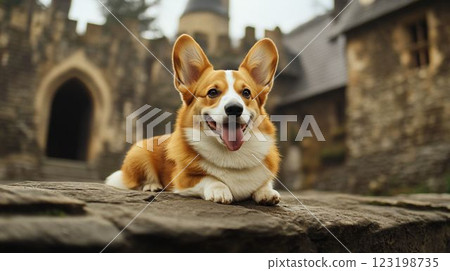 portrait of a dog in a city portrait of a dog in a city 123198735