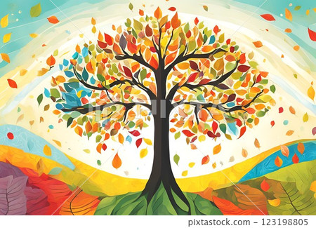 Colorful autumn tree illustration 123198805