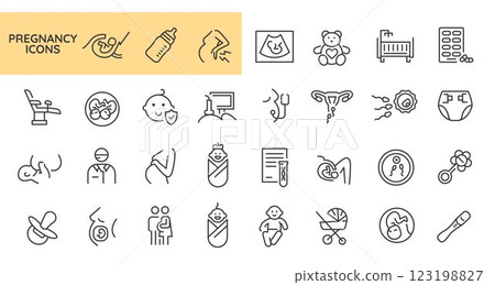 Pregnancy Icons Set 123198827