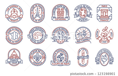 Set of 15 French Culture French Logo Icons 123198901