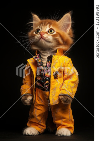 cat kitten funky disco music character isolated on black background 123198993