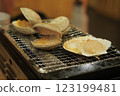 Grilled clams and scallops 123199481