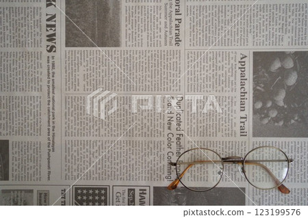 English newspaper and glasses (bottom right) 123199576