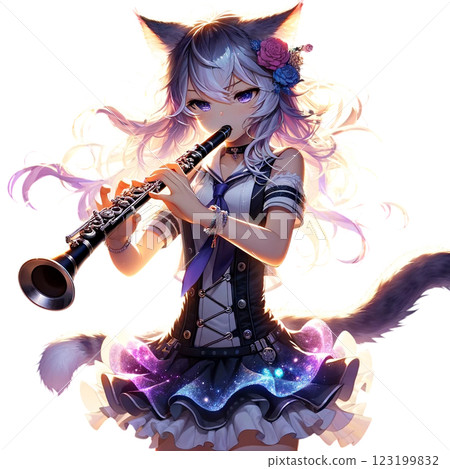 clarinet cat girl 123199832