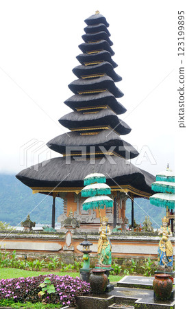 Pura Ulun Danu Beratan temple balinese hindu temple on a Bedugul lake in Bali, Indonesia Pura Ulun Danu Beratan temple balinese hindu temple on a Bedugul lake in Bali, Indonesia 123199895