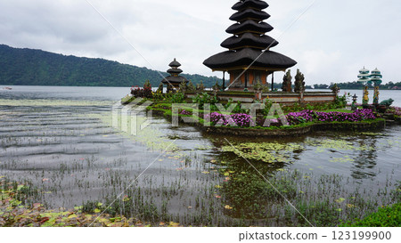 Pura Ulun Danu Beratan temple balinese hindu temple on a Bedugul lake in Bali, Indonesia Pura Ulun Danu Beratan temple balinese hindu temple on a Bedugul lake in Bali, Indonesia 123199900