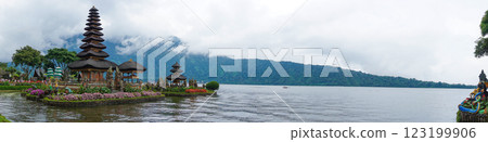 Pura Ulun Danu Beratan temple balinese hindu temple on a Bedugul lake in Bali, Indonesia 123199906