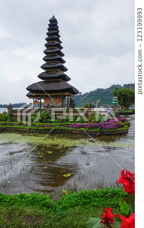 Pura Ulun Danu Beratan temple balinese hindu temple on a Bedugul lake in Bali, Indonesia Pura Ulun Danu Beratan temple balinese hindu temple on a Bedugul lake in Bali, Indonesia 123199993