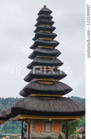 Pura Ulun Danu Beratan temple balinese hindu temple on a Bedugul lake in Bali, Indonesia 123199997