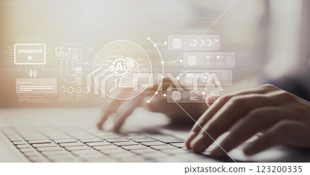 Human interact with AI artificial intelligence brain process generative AI EIDE 123200335
