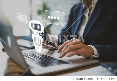 Human interact with AI artificial intelligence virtual assistant EIDE Human interact with AI artificial intelligence virtual assistant EIDE 123200336