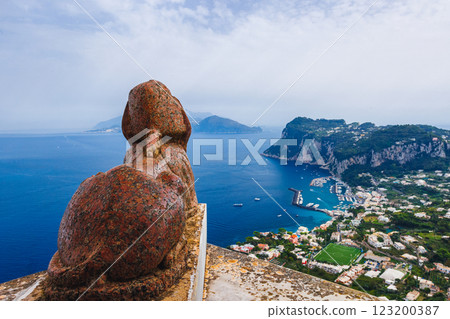 Majestic Sphynx Sculpture in Capri island Majestic Sphynx Sculpture in Capri island 123200387