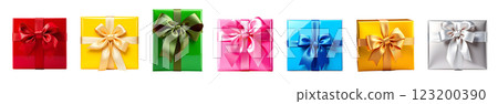 Set of colorful gift boxes 123200390