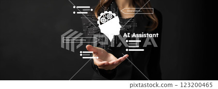 Human interact with AI artificial intelligence virtual assistant FaaS 123200465