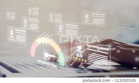 Online Customer Satisfaction Review with Positive Feedback Ratings and Digital Interaction Concept XDMCP 123200526