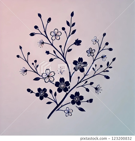 櫻花樹枝側影 123200832