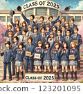 Graduation ceremony final class photo 123201095