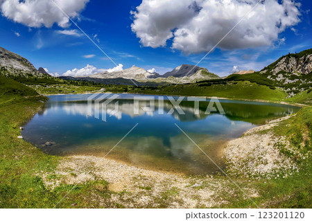 limo lake dolomites panorama in summer season 123201120
