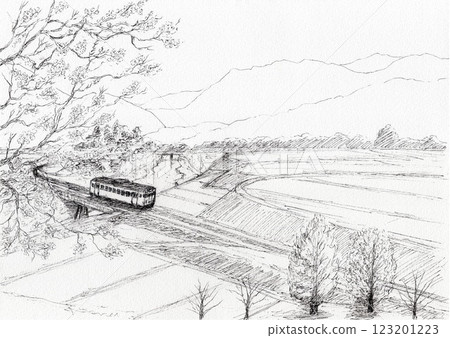A local diesel train crossing an iron bridge A local diesel train crossing an iron bridge 123201223