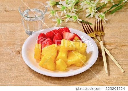 Strawberry and pineapple fruit salad. 123201224