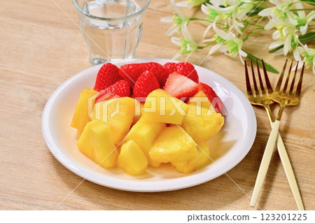 Strawberry and pineapple fruit salad. Strawberry and pineapple fruit salad. 123201225