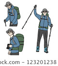 一名男子爬山的插畫素材 123201238