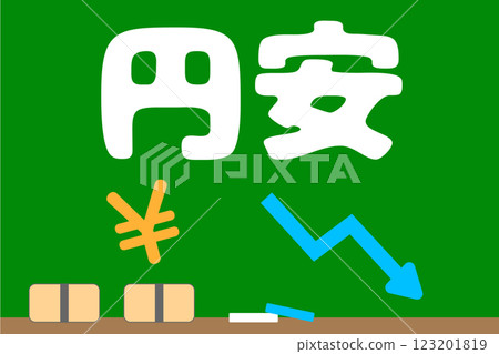 日圓疲軟的形象矢量插圖 日圓疲軟的形象矢量插圖 123201819