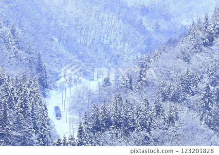 Snowy landscape railway 123201828