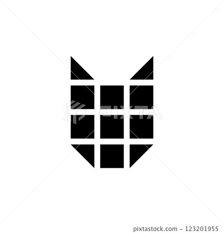Cat head vector logo. Abstract creative checkered logotype. 123201955