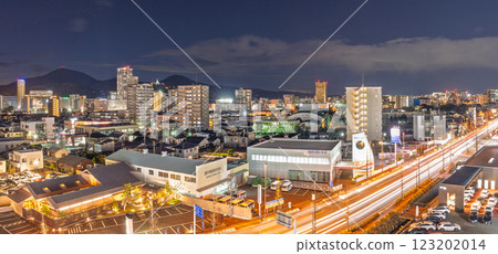 (Night cityscape) Panoramic view of high-rise buildings, tower apartments and National Route 3 (Yoan-cho, Kumamoto City) (Night cityscape) Panoramic view of high-rise buildings, tower apartments and National Route 3 (Yoan-cho, Kumamoto City) 123202014