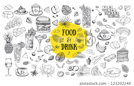 sketch, vector, fruit 123202240