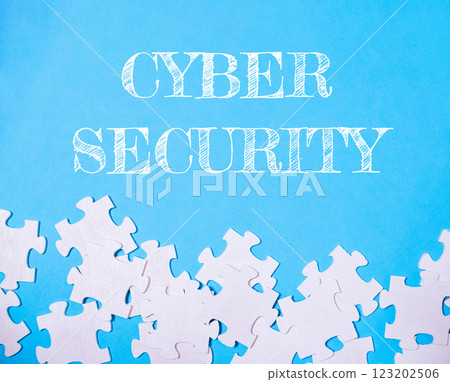 Blue background with white jigsaw puzzle pieces Blue background with white jigsaw puzzle pieces 123202506