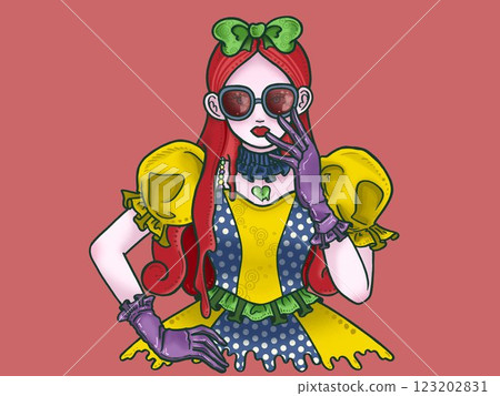 朱紅色背景自信的女孩 123202831