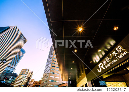 Tokyo cityscape in Japan. View of Ochanomizu Station, Ochanomizu Sola City (left), and Waterras. Towards a new era = 10th Tokyo cityscape in Japan. View of Ochanomizu Station, Ochanomizu Sola City (left), and Waterras. Towards a new era = 10th 123202847