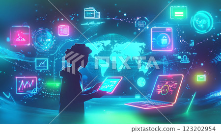 cyber digital network image cyber digital network image 123202954