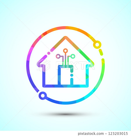 Smart house icon design illustration, Smart home technology and automation, low poly style Smart house icon design illustration, Smart home technology and automation, low poly style 123203015