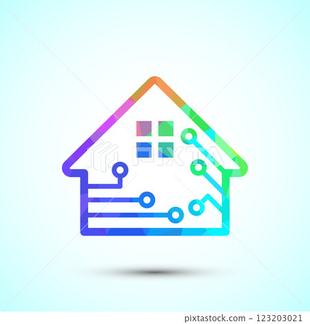 Smart house icon design illustration, Smart home technology and automation, low poly style Smart house icon design illustration, Smart home technology and automation, low poly style 123203021