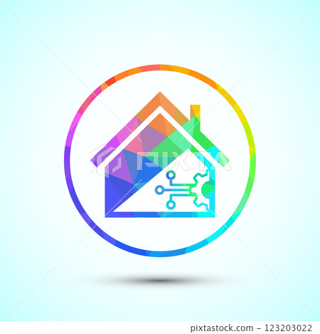 Smart house icon design illustration, Smart home technology and automation, low poly style Smart house icon design illustration, Smart home technology and automation, low poly style 123203022