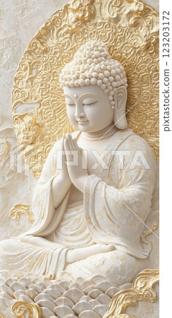 A sacred Buddha statue that represents spiritual peace 123203172