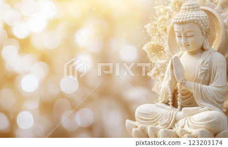 Serene prayer, sacred Buddha statue 123203174