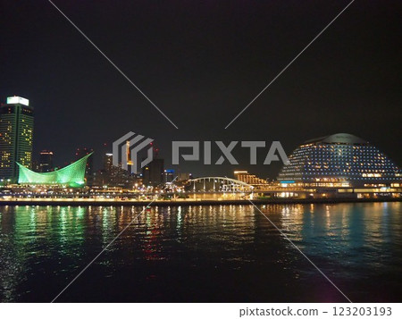Harborland illuminated at night 123203193