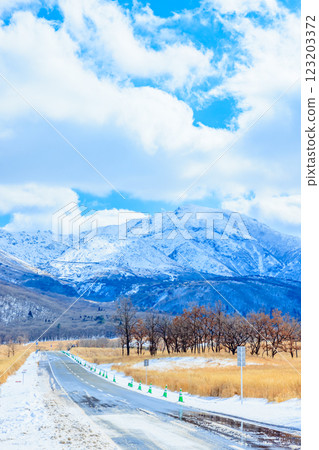 Winter in Chojabaru, Yamanami Highway, Kuju District, Oita Prefecture 123203372