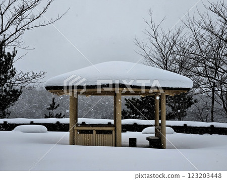 Snow-covered rest area Snow-covered rest area 123203448