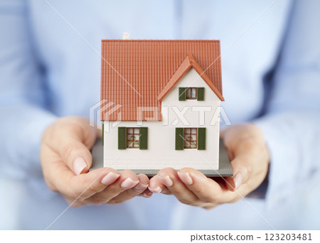 Toy house in hands Toy house in hands 123203481