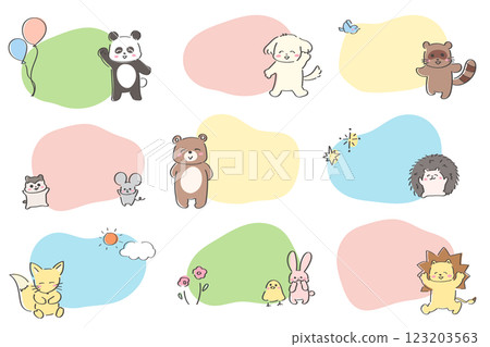 Cute hand-drawn animal frame set Cute hand-drawn animal frame set 123203563