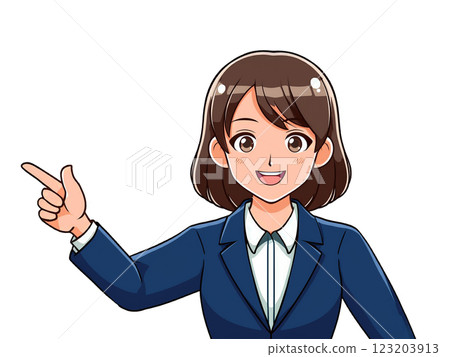 A woman pointing her finger A woman pointing her finger 123203913